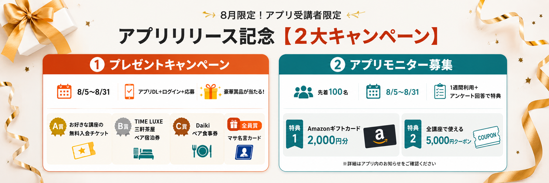 アプリダウンロードで受け取れる2,000円クーポンプレゼント